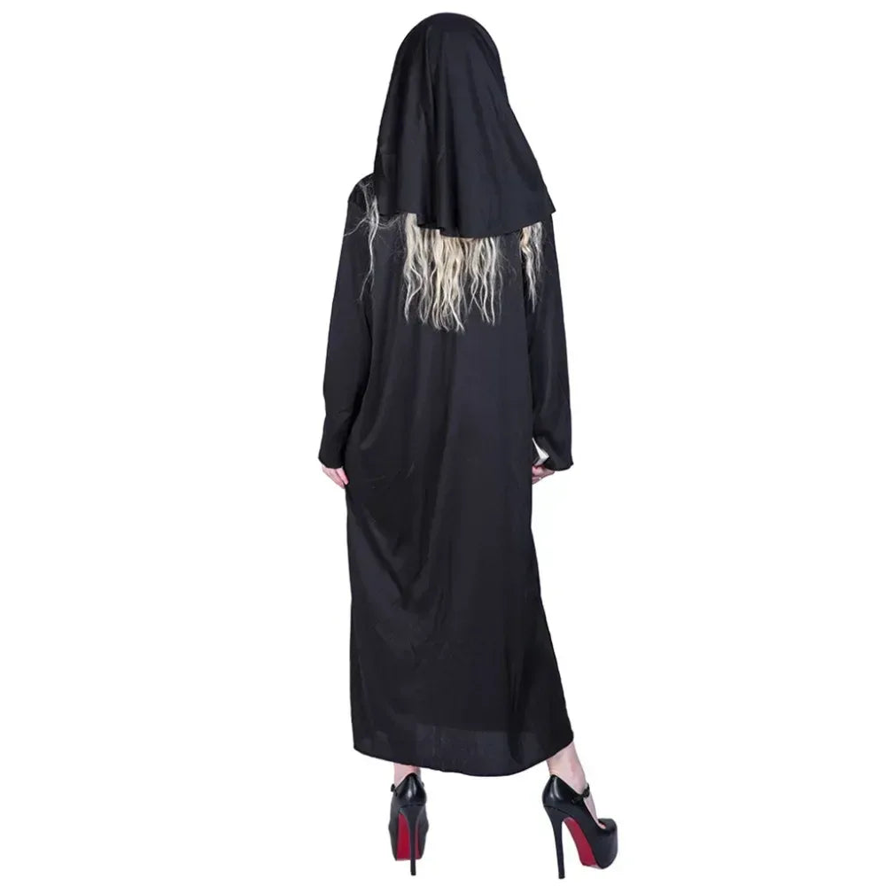 Women’s Nun Costume – Hooded Robe with Wimple Dress Hoods / M / United States