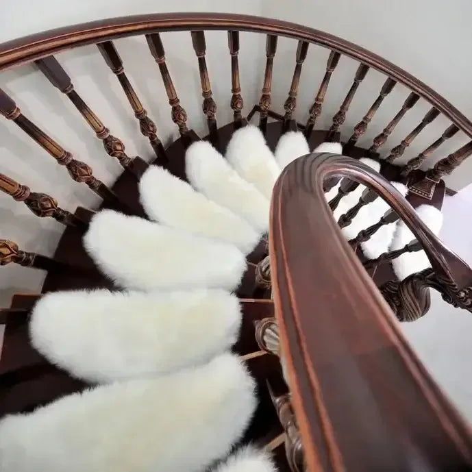 Faux Fur Sheepskin Stair Carpet Sets light yellow / 24x64cm 1 pcs