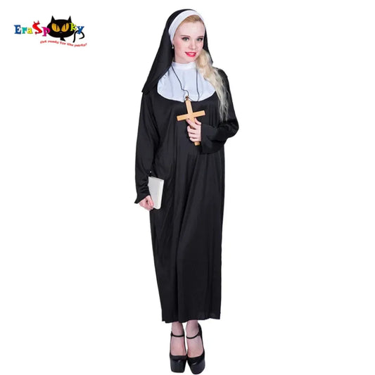 Women’s Nun Costume – Hooded Robe with Wimple Dress Hoods / M / United States