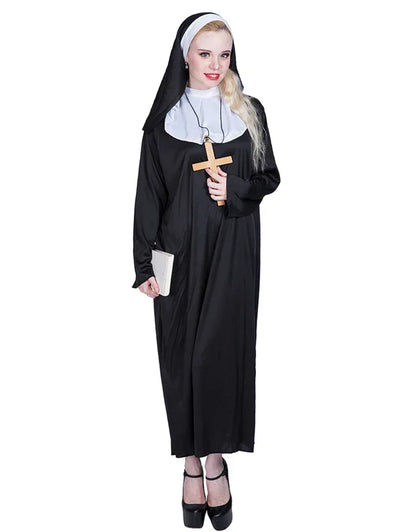 Women’s Nun Costume – Hooded Robe with Wimple Dress Hoods / M / United States