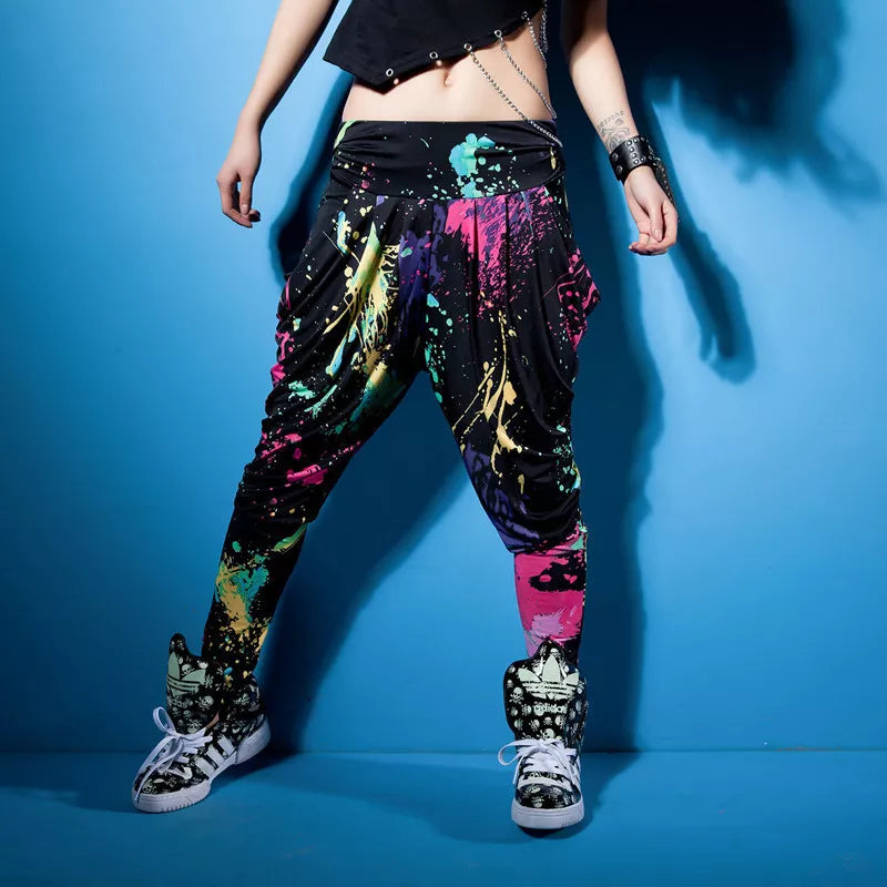 Trousers loose neon Dance Costume harem hip hop pants