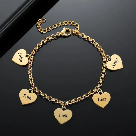 Gold Heart Charm Bracelet Rose Gold / United States