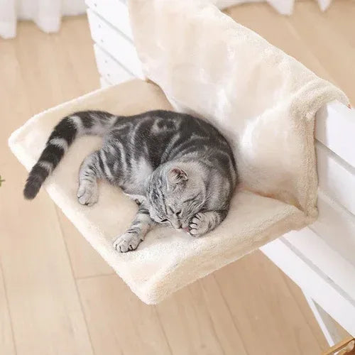 Cozy Portable Cat Hanging Hammock Bed Beige