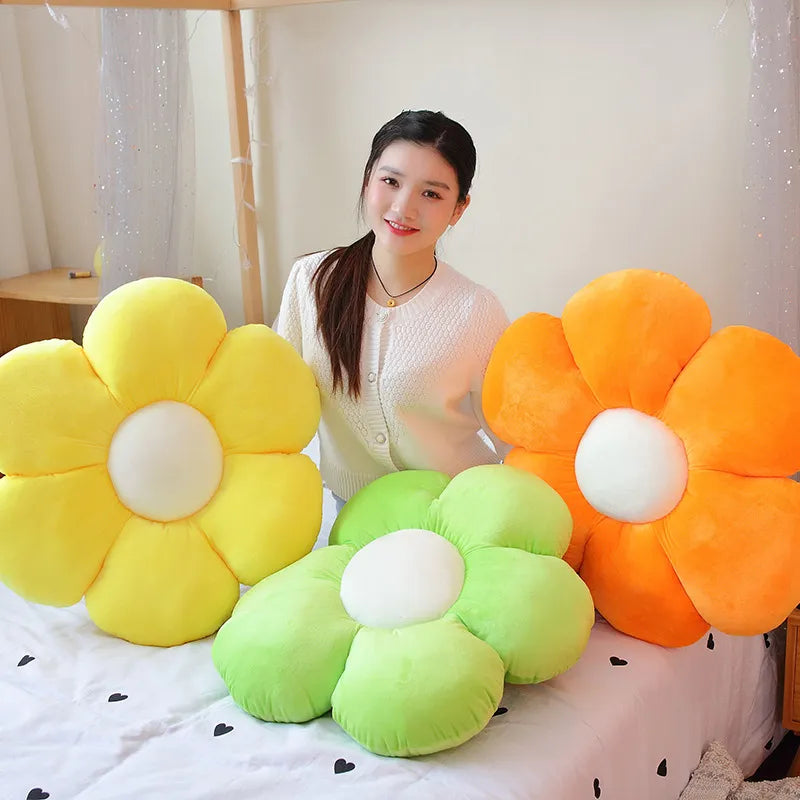 Flower Plush Pillow Mat  Soft Stuffed