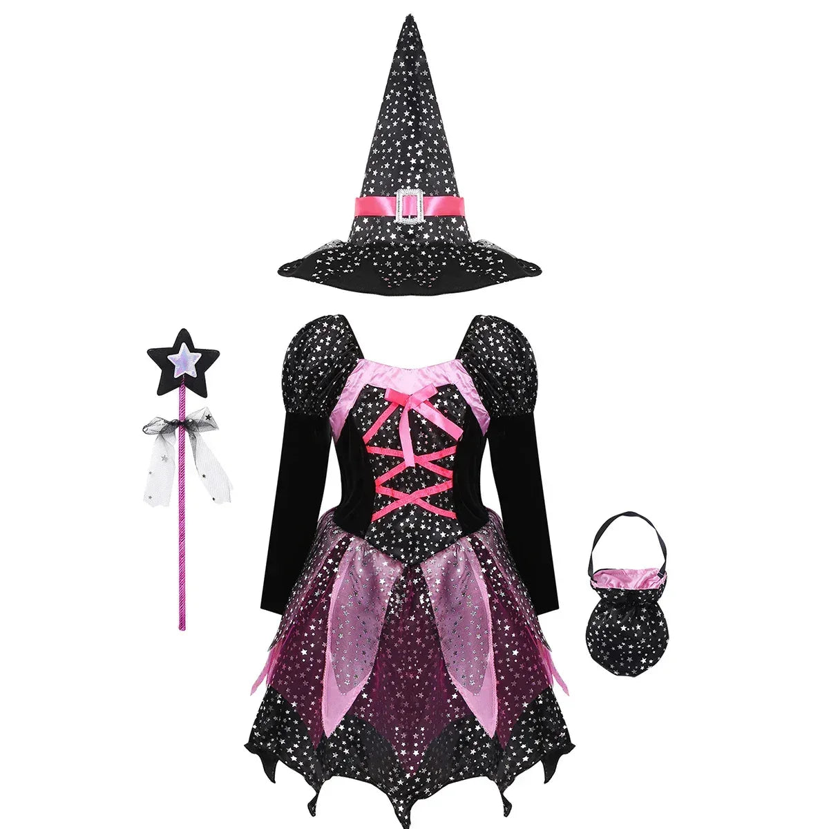 Girls Halloween Witch Costume Black / 120 (5-6 Years) / United States