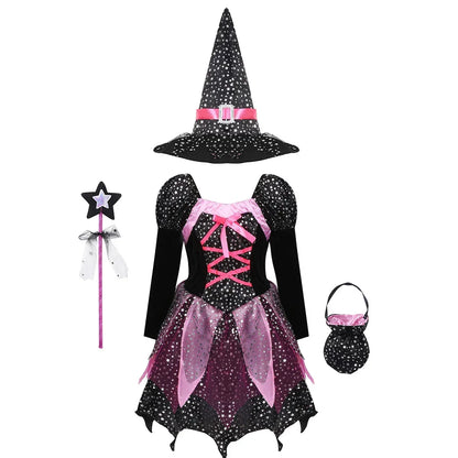Girls Halloween Witch Costume Black / 120 (5-6 Years) / United States