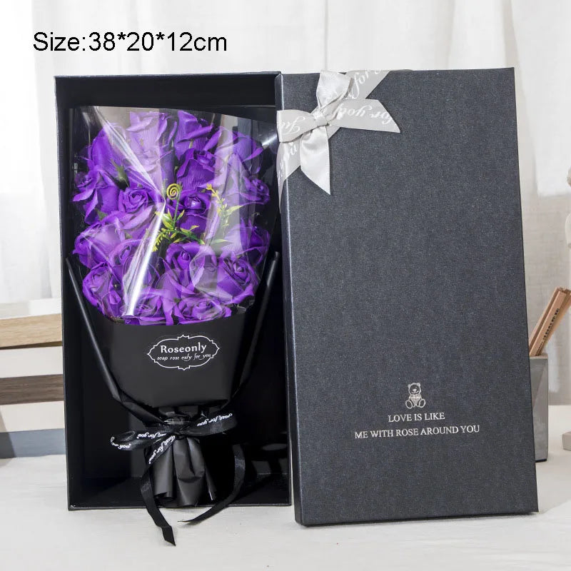 Artificial Soap Flower Rose Bouquet Gift Box