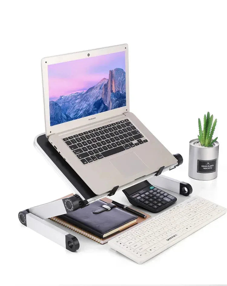 Adjustable Folding Laptop Desk White(with fan)-L
