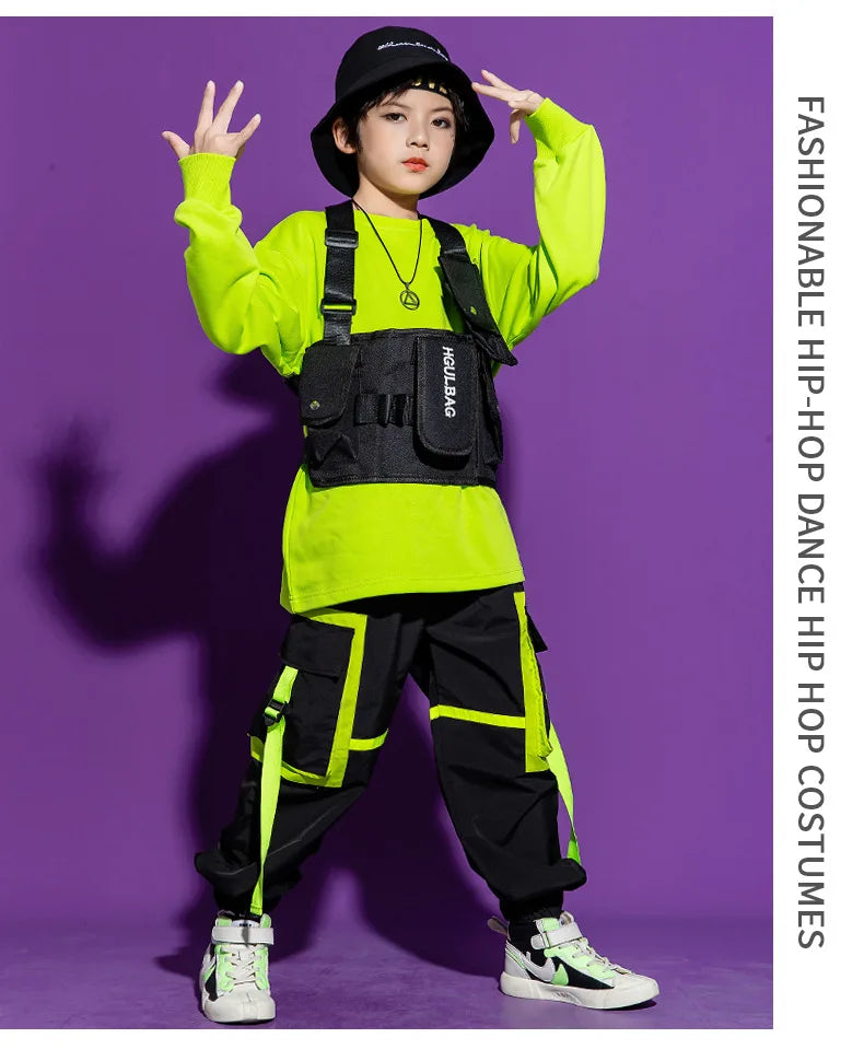 Boys Hip Hop Vest Girls Cuff Cargo Pants