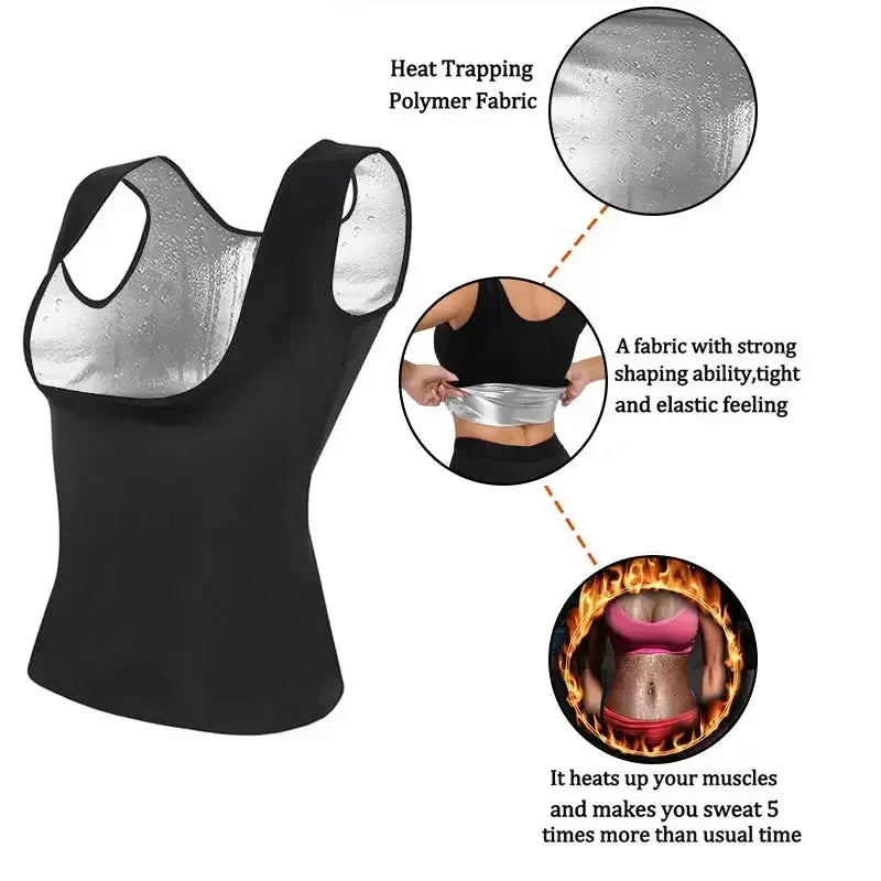 Women's Heat Trapping Vest Sweat Sauna Body Shaper Hot Corset Fat Burner Blue / 4XL-5XL / United States