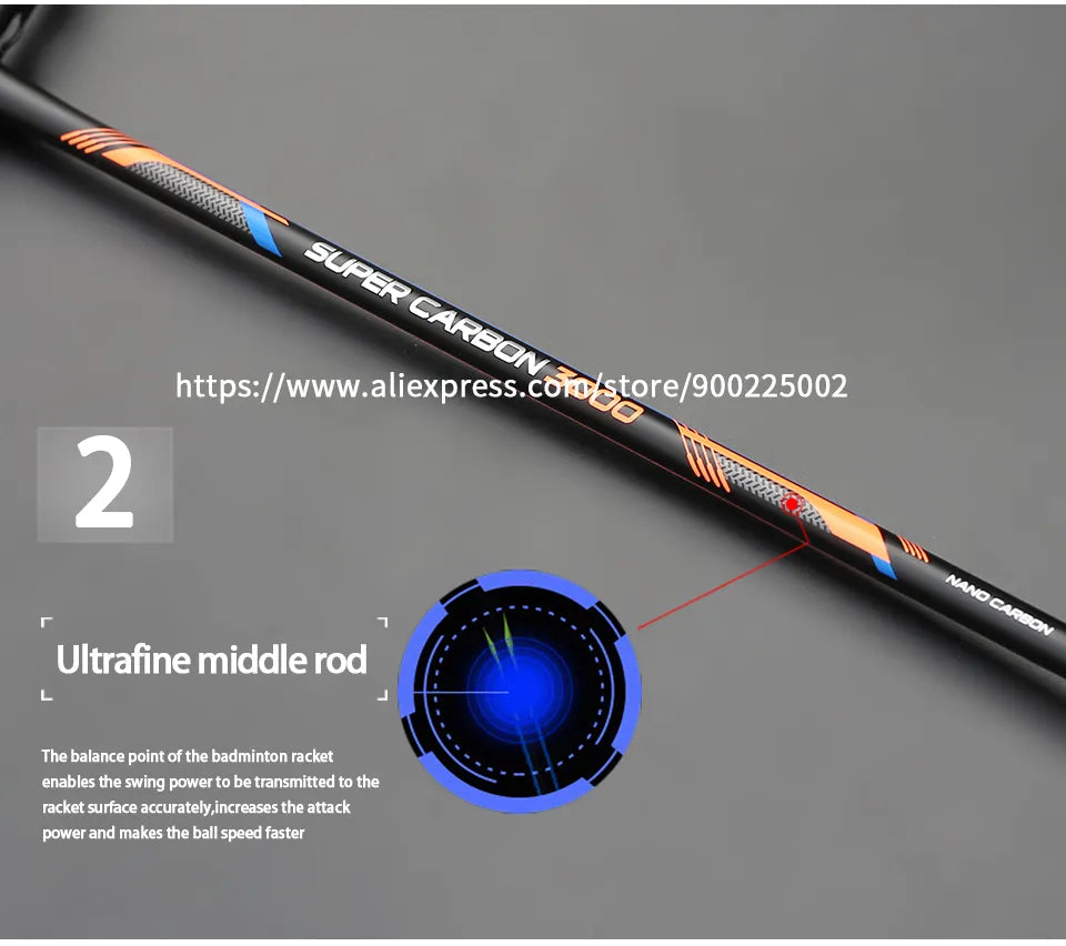 100% Full Carbon Fiber Strung Badminton Rackets