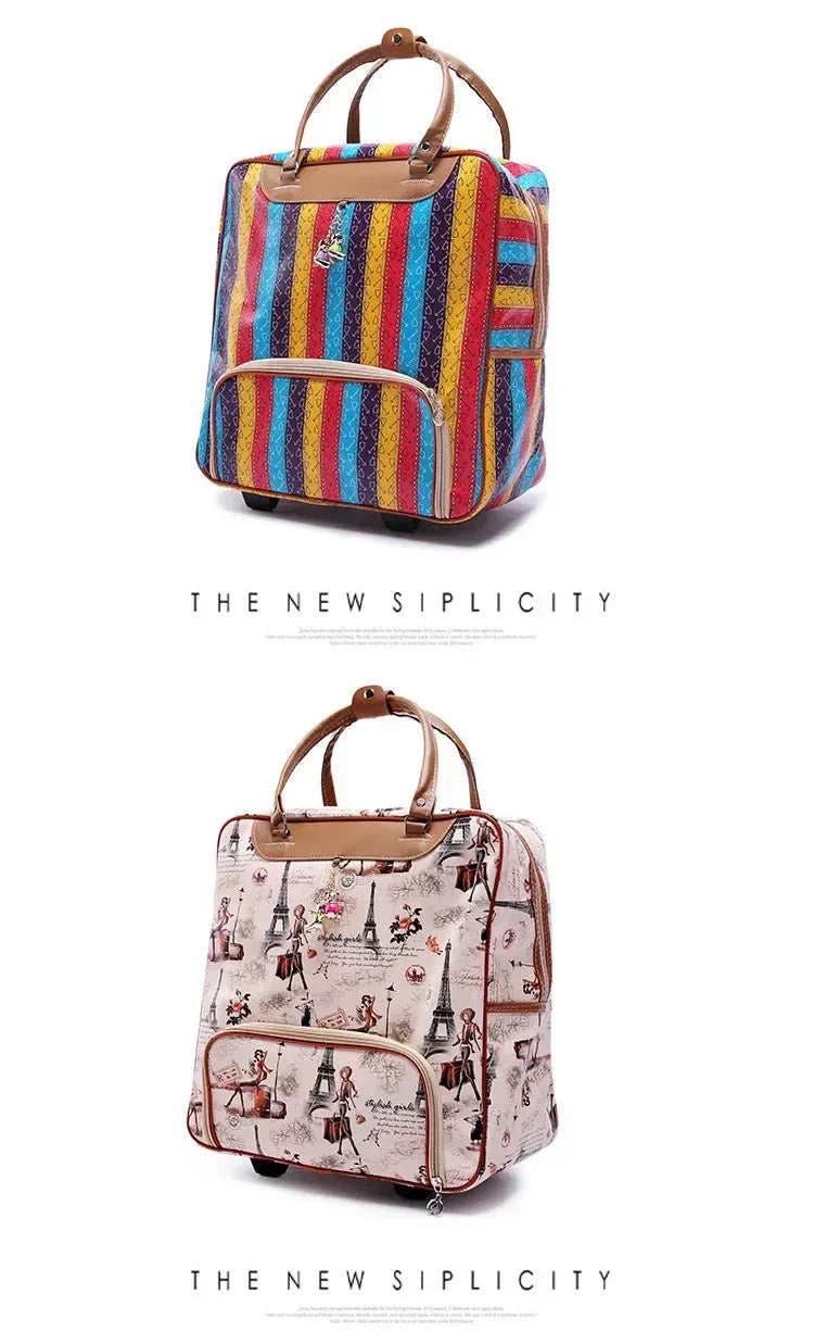 Travel Rolling Luggage Retro girl Suitcase Bag B