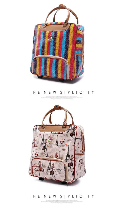 Travel Rolling Luggage Retro girl Suitcase Bag B