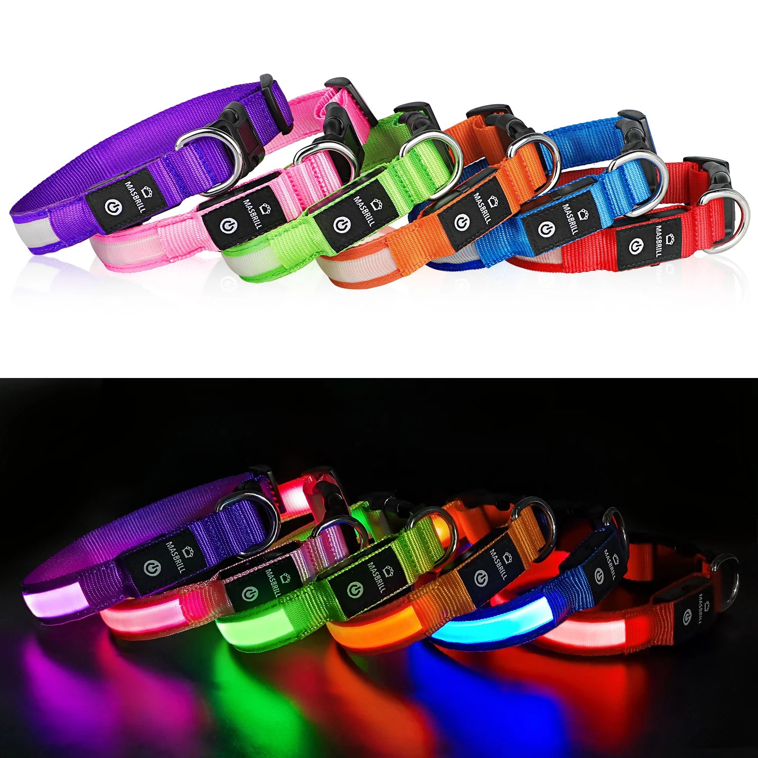 MASBRILL Dog Collar Luminous Pet Supplies Dog Collar Waterpoof Safety Collars