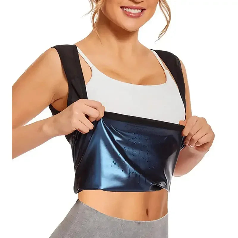 Women's Heat Trapping Vest Sweat Sauna Body Shaper Hot Corset Fat Burner Blue / 4XL-5XL / United States