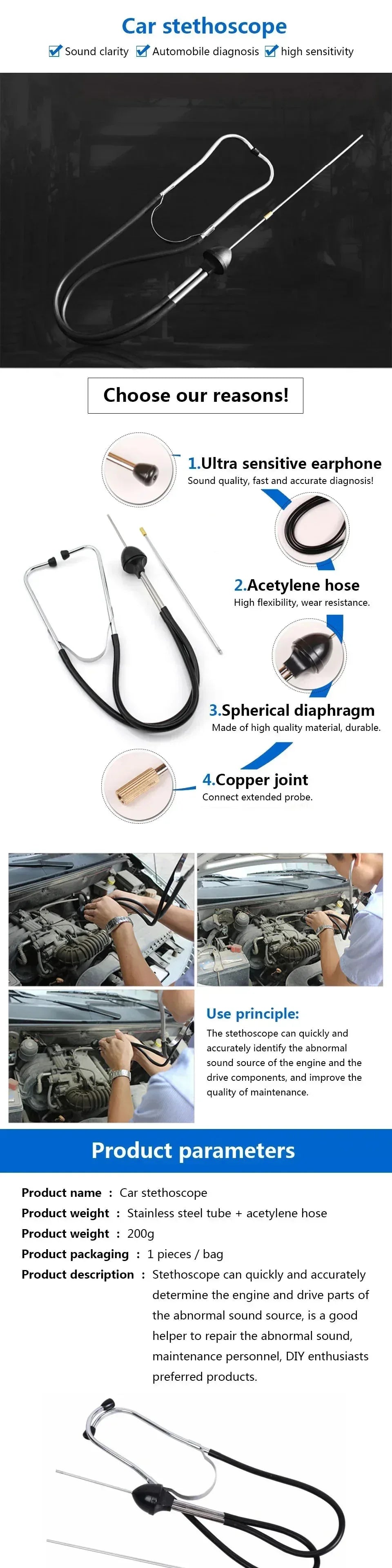Automotive Mechanics Stethoscope Default Title