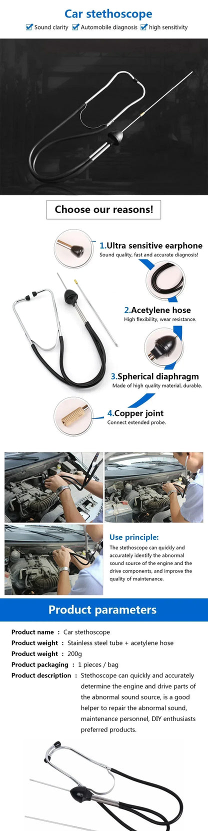 Automotive Mechanics Stethoscope Default Title