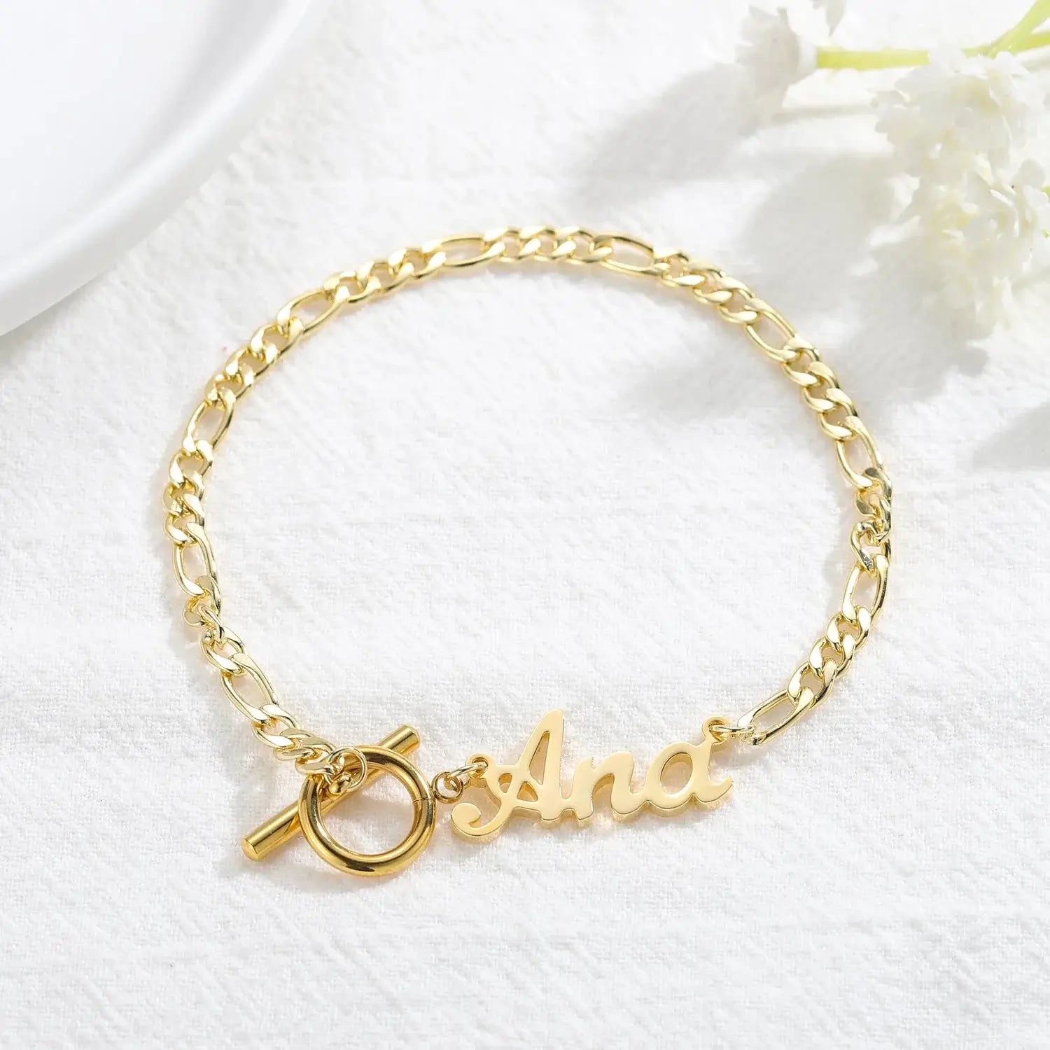 Shopminx Custom Name Bracelet For Women Gold Stainless Steel Steel color / United States