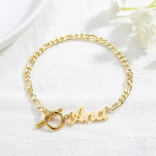 Custom Name Bracelet For Women Gold Stainless Steel Steel color / United States