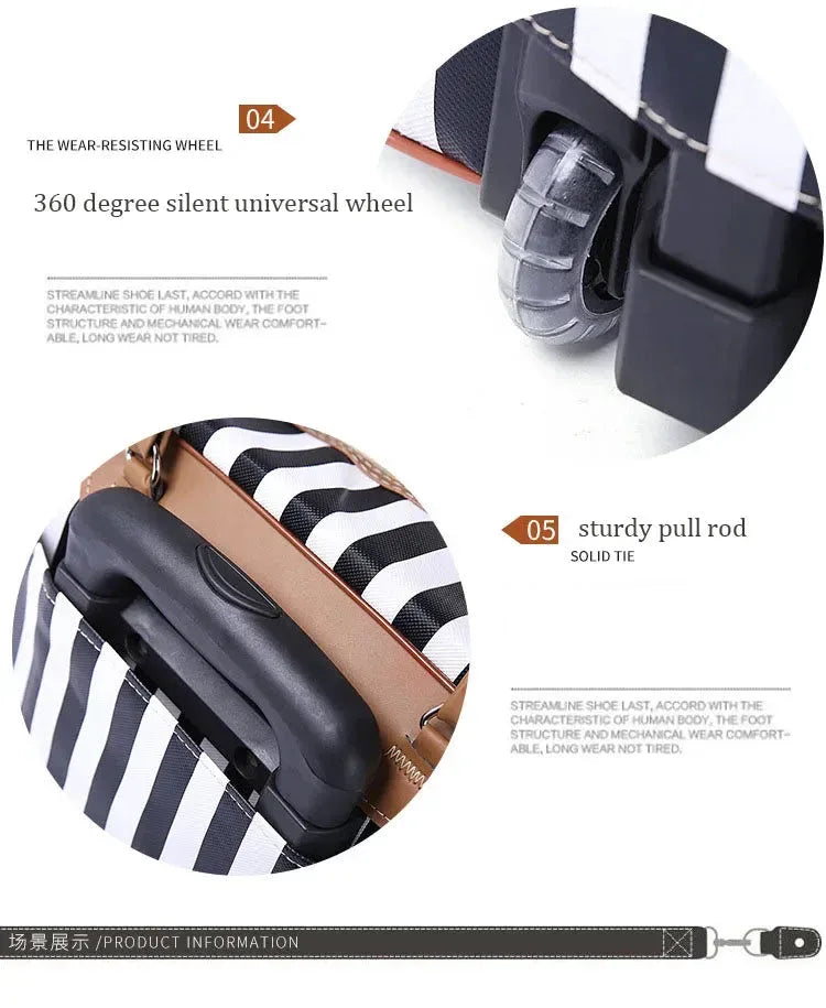 Travel Rolling Luggage Retro girl Suitcase Bag B