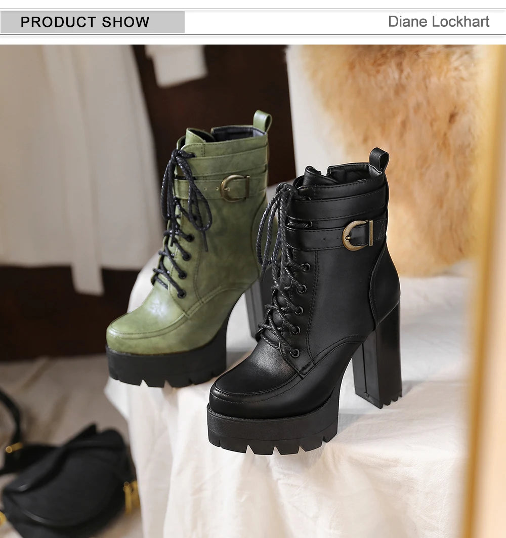 Black Platform Combat Ankle Boots