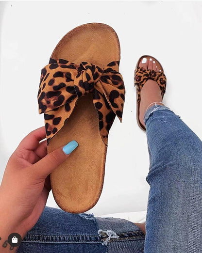 2021 Leopard Women Slipper Summer Open Toe Platform Slide Ladies Black / 8.5