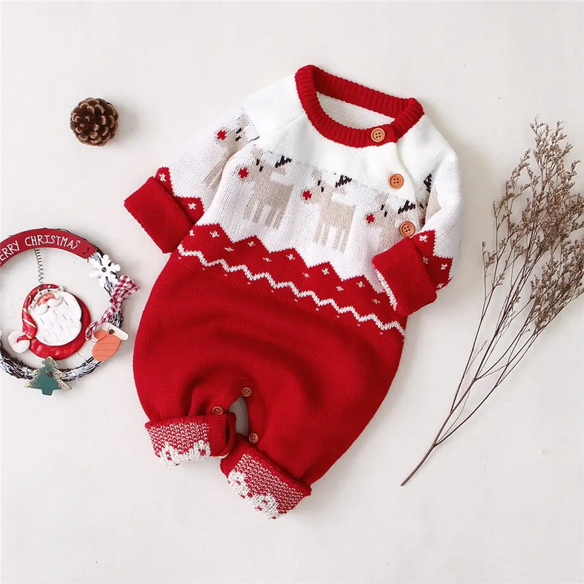 Baby Christmas Reindeer Romper Red / 6M / United States