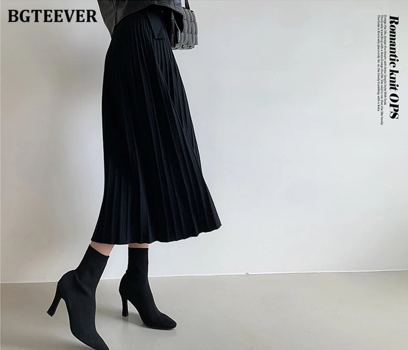 Autumn Winter Knitted Belted dresses