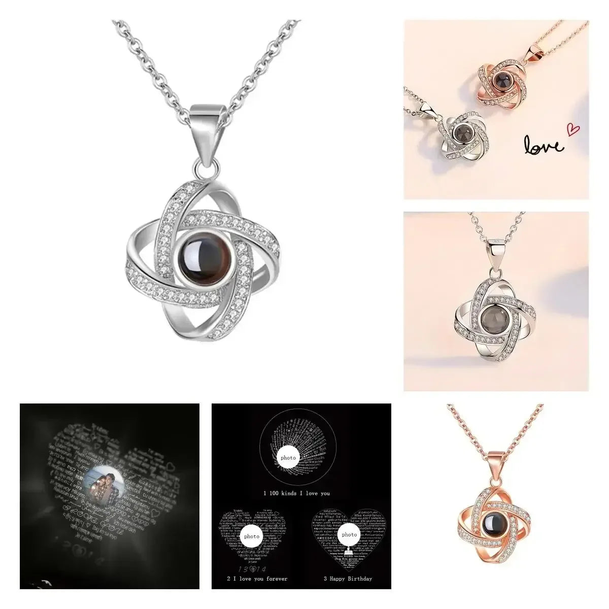 925 Silver Four-Leaf Clover Projection Necklace silver color / 925sliver / 14inchs