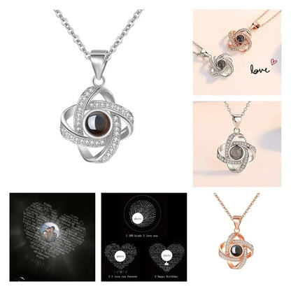 925 Silver Four-Leaf Clover Projection Necklace silver color / 925sliver / 14inchs