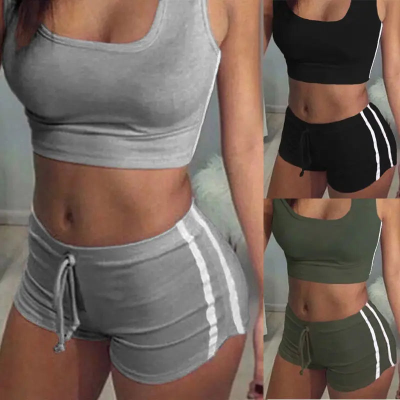 Hot Summer Women Yoga Set Tank Top Shorts