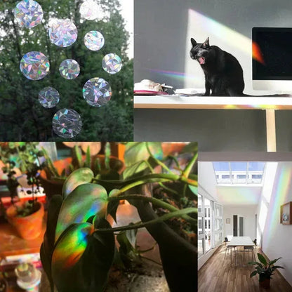 Rainbow Refraction Sticker Round 10pcs