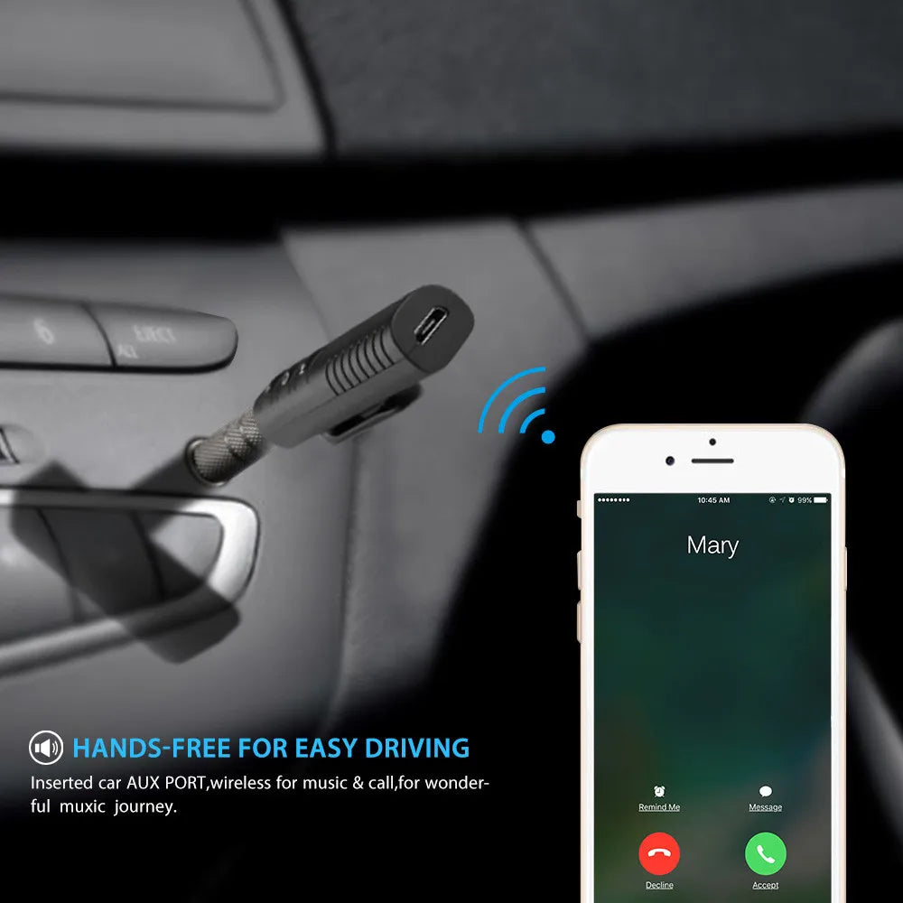 Portable Bluetooth aux kit for universal car use.