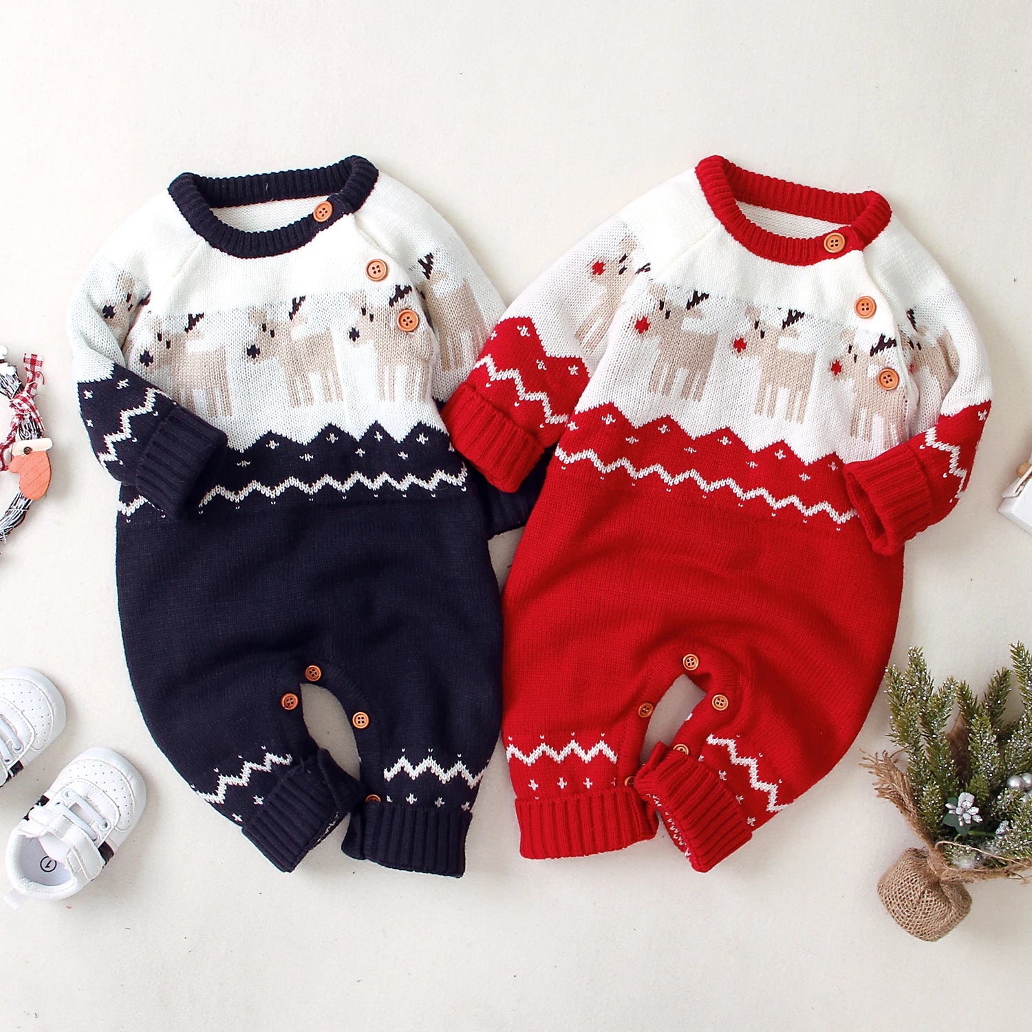 Baby Christmas Reindeer Romper