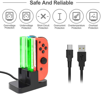 Nintend Switch 4 Controller Charger LED Indicator Charging Dock Station for Nitendo Switch Nintendo switch NS Joy-con Accessories black