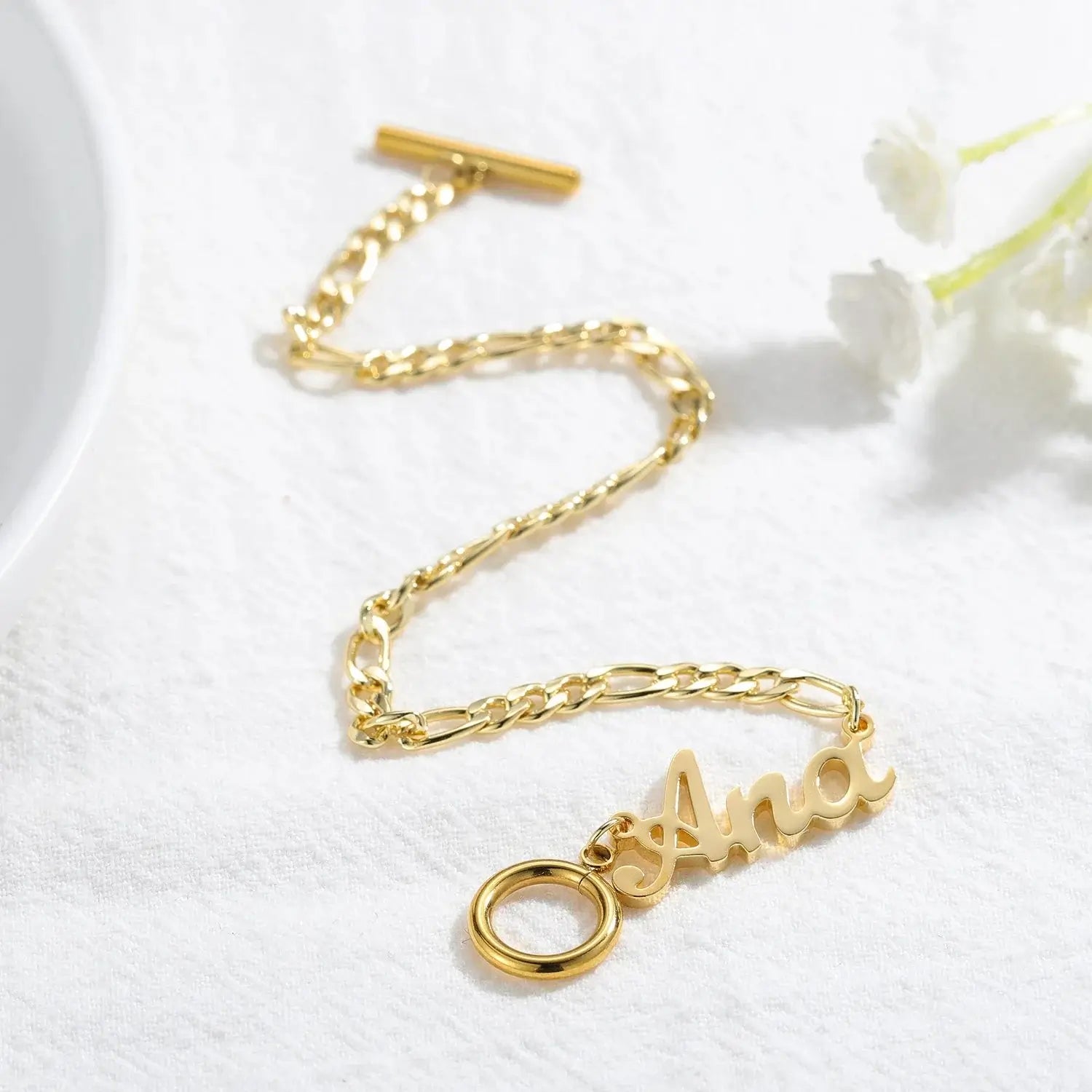 Shopminx Custom Name Bracelet For Women Gold Stainless Steel Steel color / United States