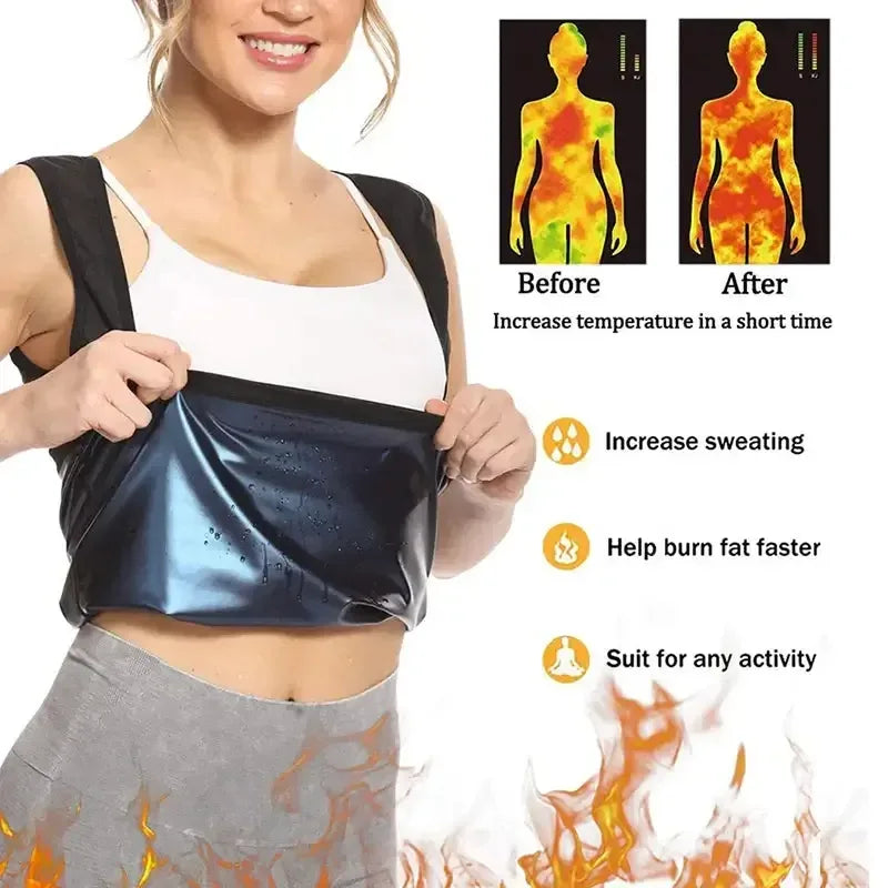 Women's Heat Trapping Vest Sweat Sauna Body Shaper Hot Corset Fat Burner Blue / 4XL-5XL / United States