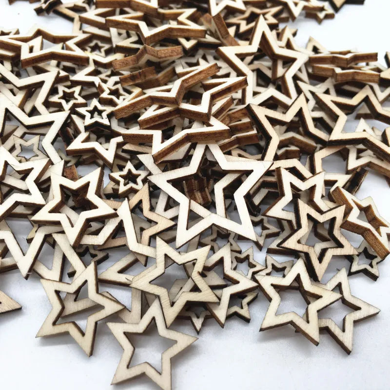 Star Shaped Wood Pieces for Wooden Craft DIY Projects