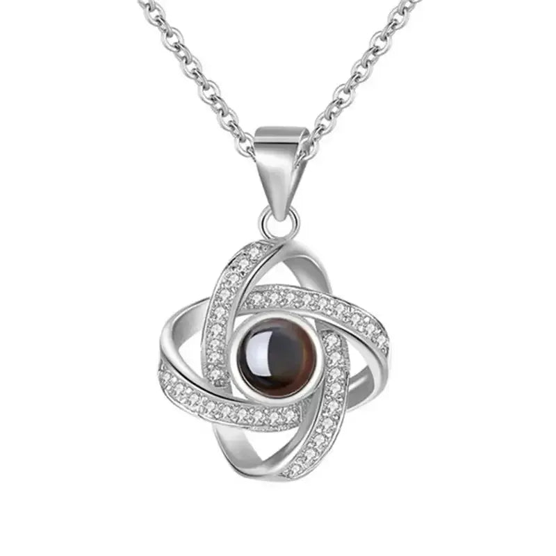 925 Silver Four-Leaf Clover Projection Necklace silver color / 925sliver / 14inchs