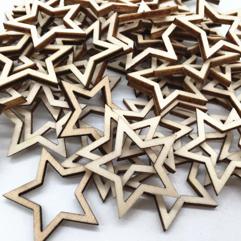 Star Shaped Wood Pieces for Wooden Craft DIY Projects