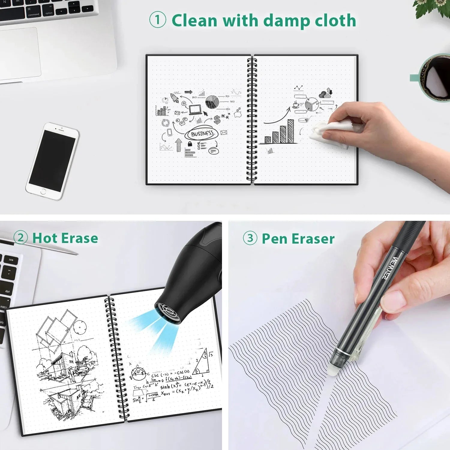 Erasable Wirebound Notebook A5-Dotted lined