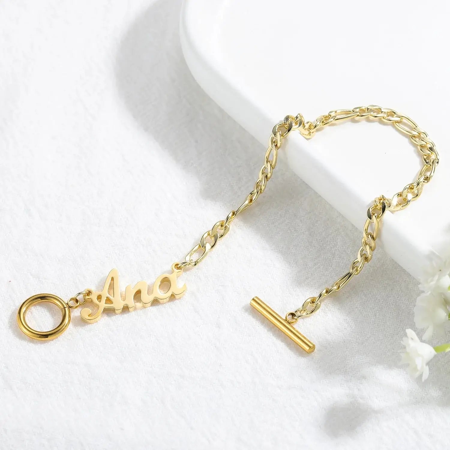 Shopminx Custom Name Bracelet For Women Gold Stainless Steel Steel color / United States