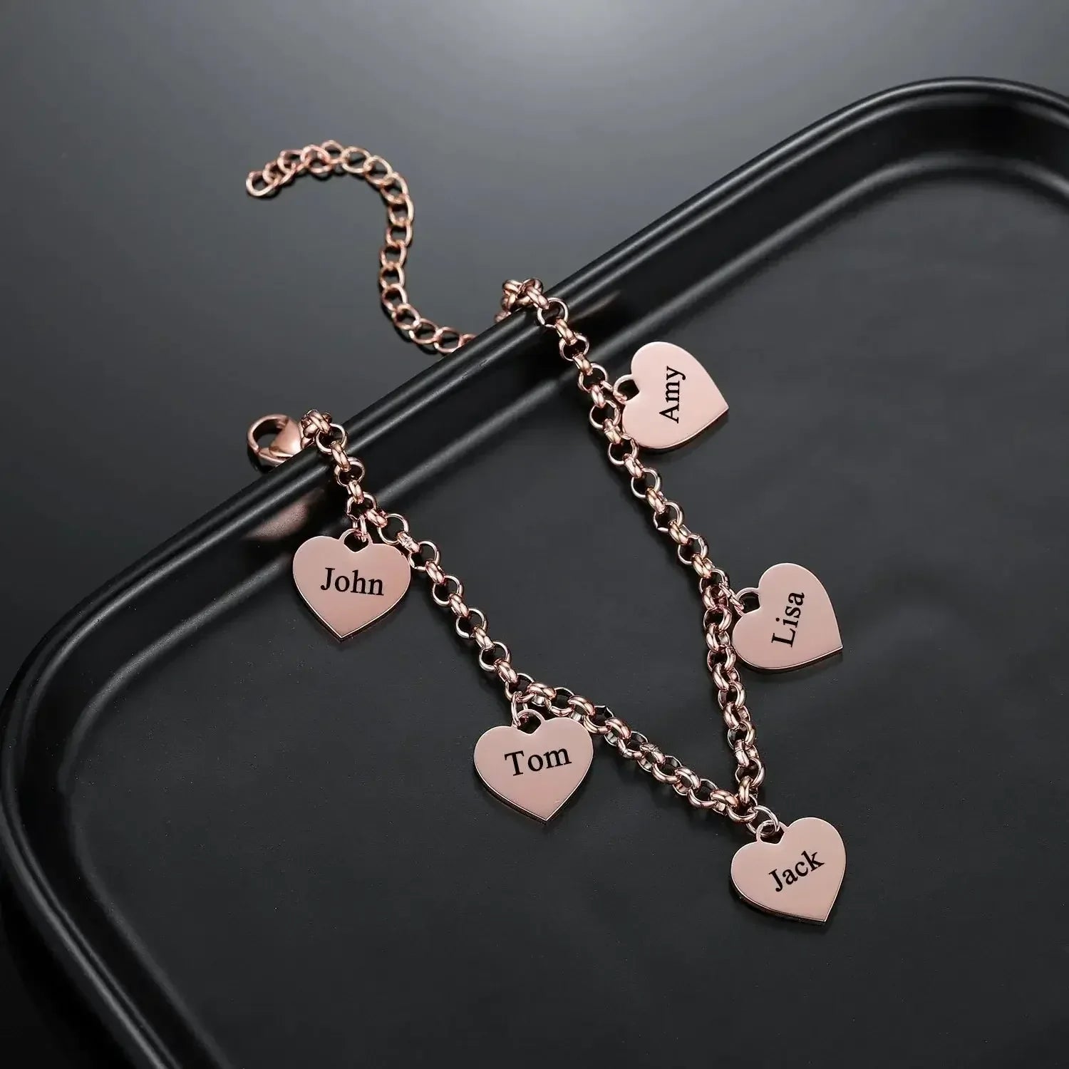 Gold Heart Charm Bracelet Rose Gold / United States