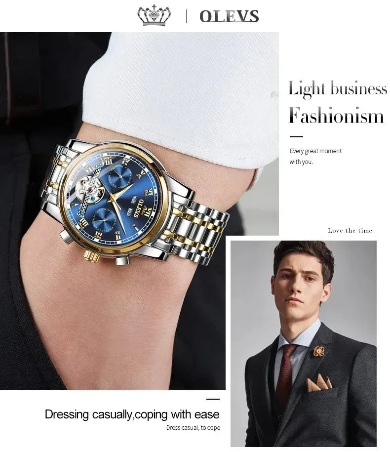 OLEVS Men's Watches Automatic Mechanical Business Wristwatch Minx