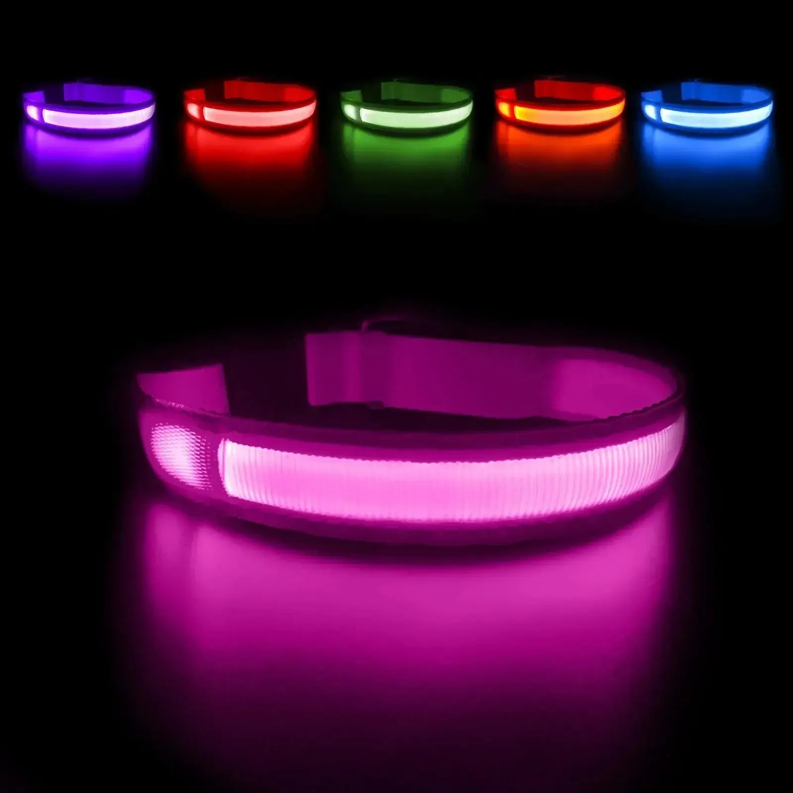MASBRILL Dog Collar Luminous Pet Supplies Dog Collar Waterpoof Safety Collars Pink / United States / M 50X2.5cm