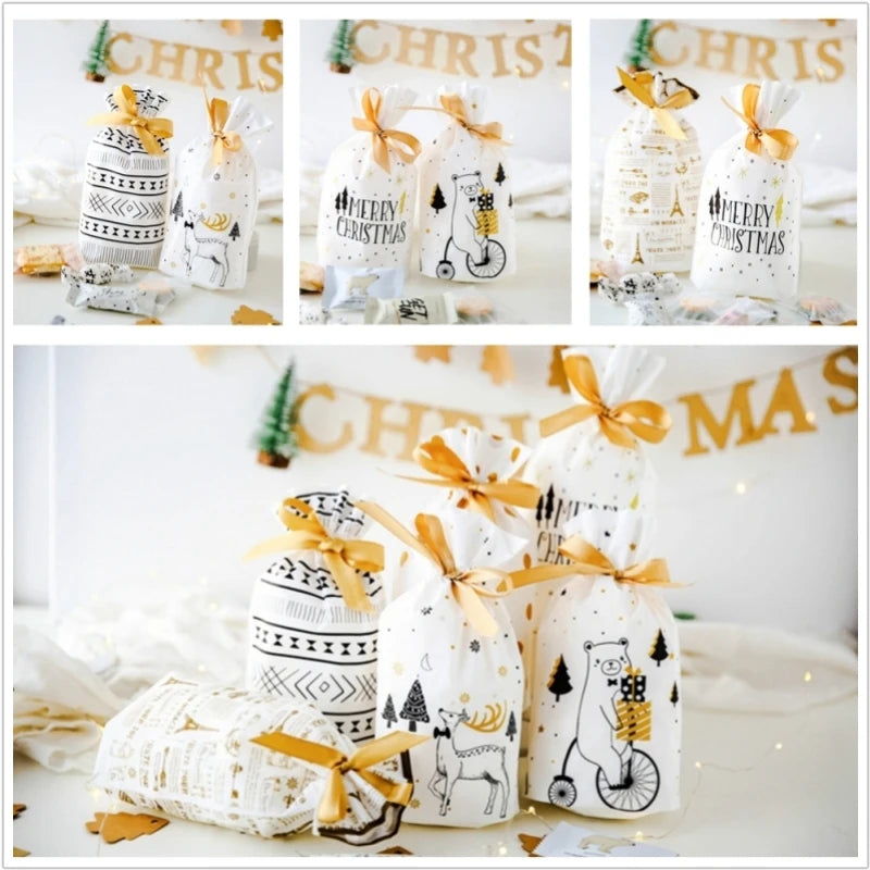 Christmas gift bags Elk Snowman santa claus Cookies