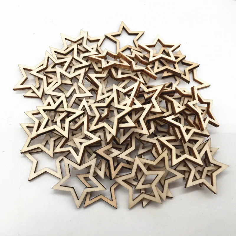 Star Shaped Wood Pieces for Wooden Craft DIY Projects