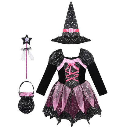 Girls Halloween Witch Costume Black / 120 (5-6 Years) / United States