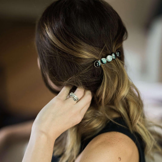 Moon Phase Hair Clip Barrette Silver