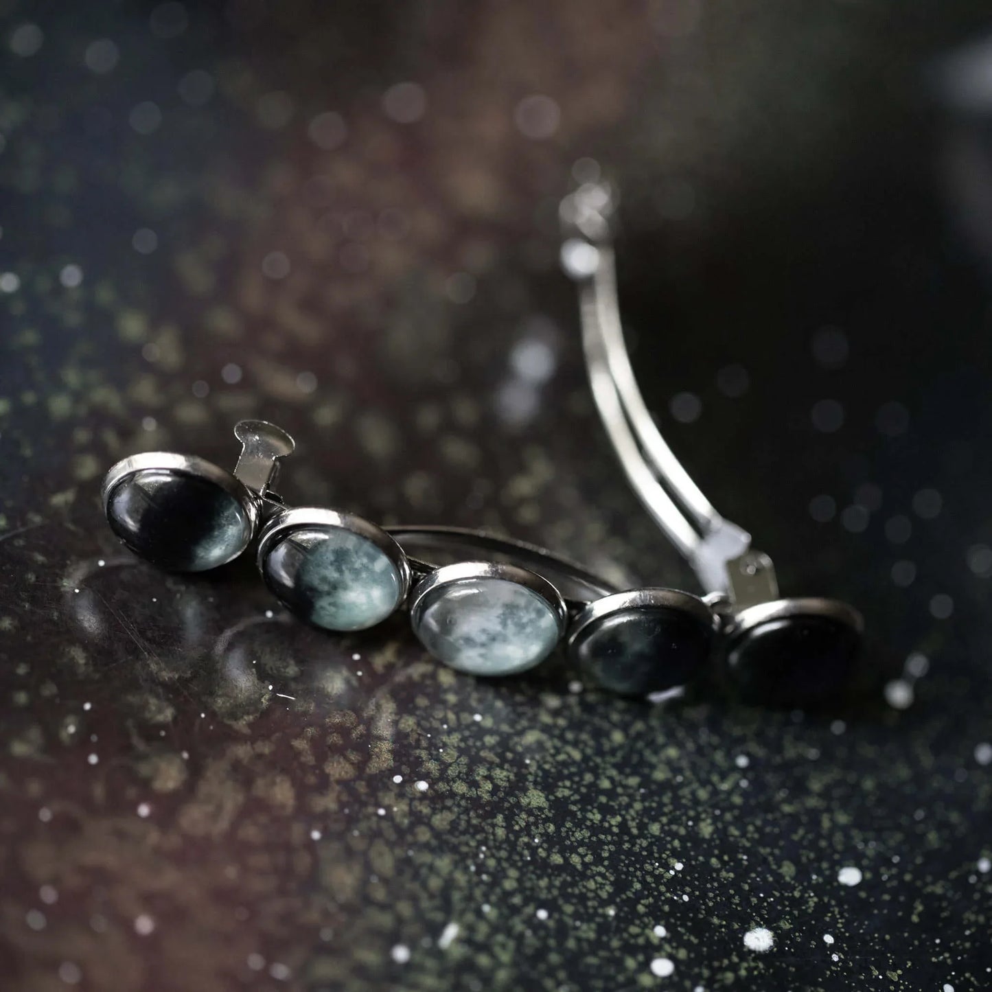 Moon Phase Hair Clip Barrette Silver